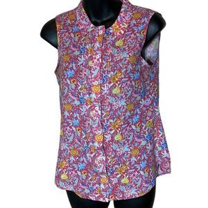 Brora button front pleated liberty floral tank top garden dopamine 8
